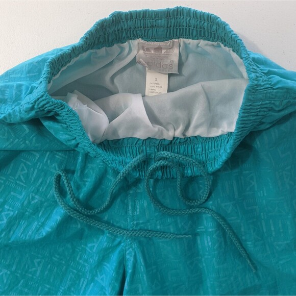 Vintage Adidas Swim Trunks Board Shorts Mens Small Lined Trefoil 90s Teal Nylon - Picture 3 of 9